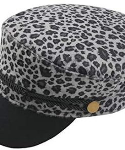Yoyorule Winter Warm Cap Women's Leopard Print Beret Hat Casual Retro Flat Top Navy Cap