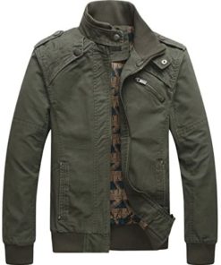 chouyatou Men's Casual Long Sleeve Full Zip Jacket with Shoulder Straps