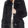 kensie Women's Short Fuax Fur Coat with Large Notch Collar and Lapel
